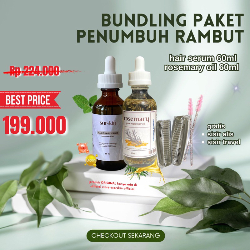 PROMO SARSKIN PENUMBUH RAMBUT 60ml + Rosemary Oil + Sisir