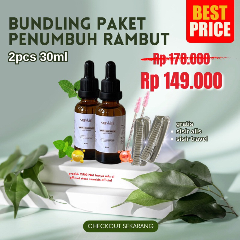 TERBUKTI!! SARSKIN PENUMBUH RAMBUT (BUNDLING 30ml 2pcs FREE Sisir)