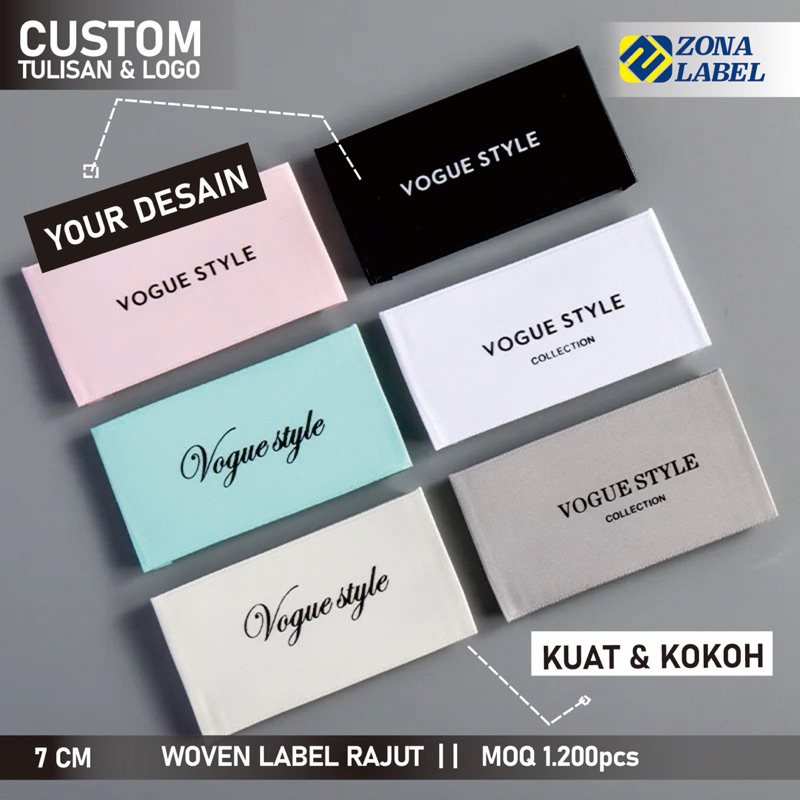 Label Kain Pada Leher Custom | Label Woven Rajut | Label Kain Woven