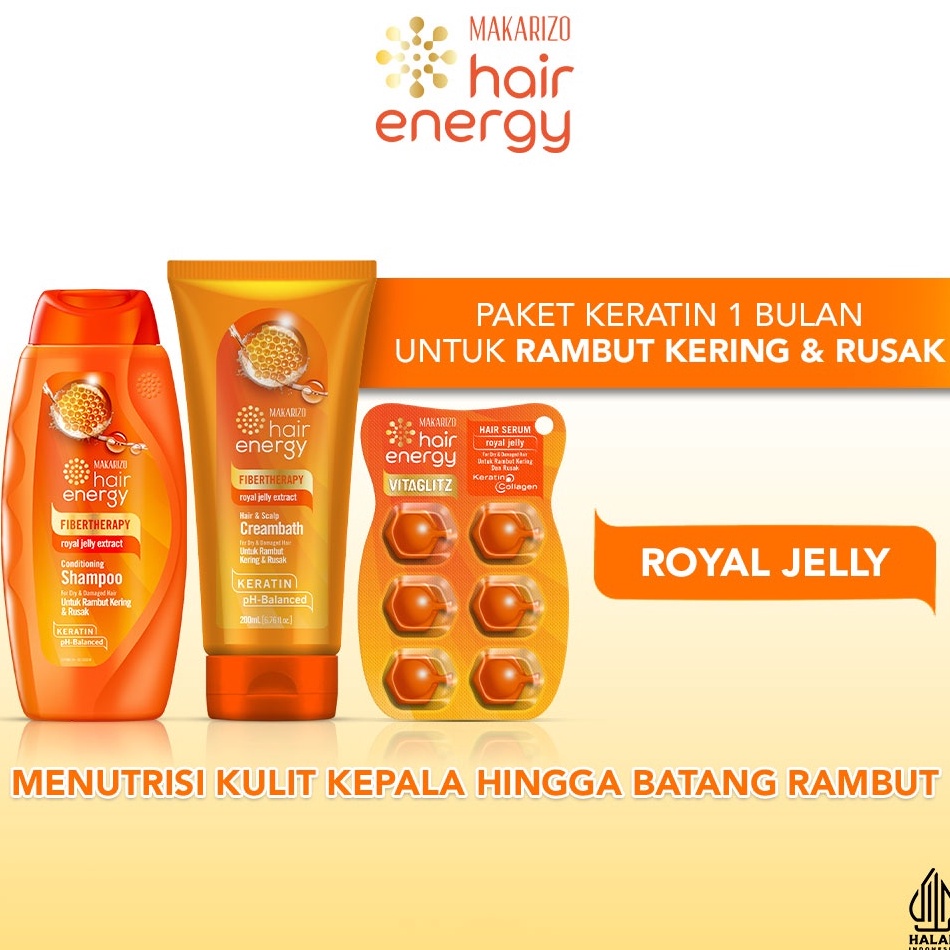 Free Shipment Paket KERATIN Makarizo Hair Energy Rawat Rambut Kering  Rusak  Varian ROYAL JELLY