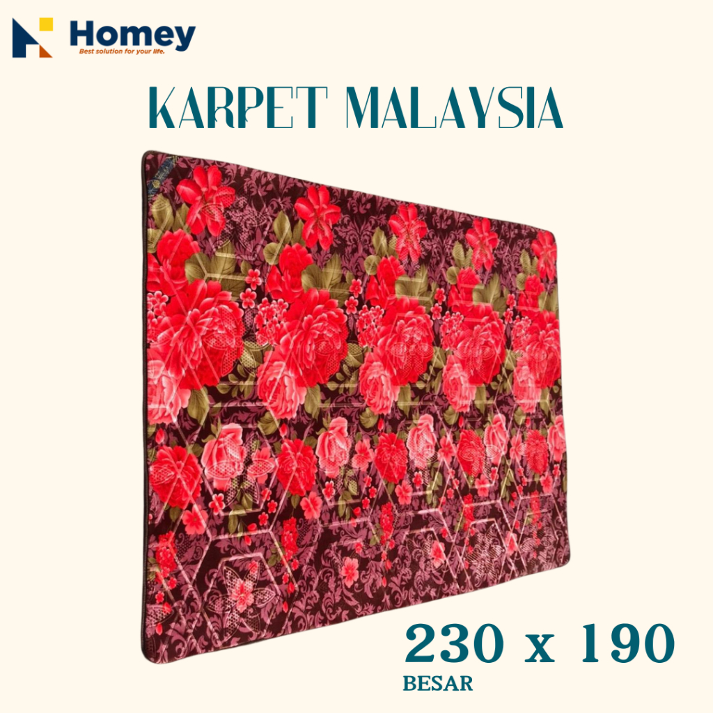Karpet Busa Ambal Malaysia Full Embossed 190x230 Tebal Empuk Estetik MOUNA  || [ HOMEY ]