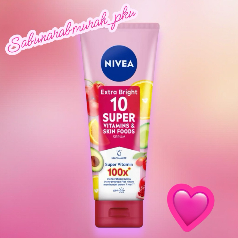 HANDBODY MENCERAHKAN DAN MELEMBABKAN NIVEA Extra Bright 10 Super Vitamin & Skin Foods
