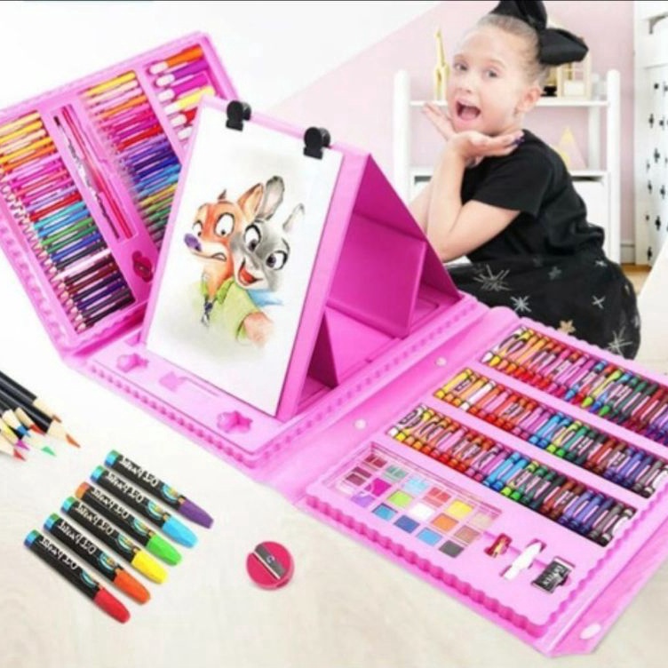 

Super Spesial Art set 28 Pcs crayon alat melukis gambar Set Drawing Koper Set Alat Gambar Anak Crayon Gambar Pensil Warna 28