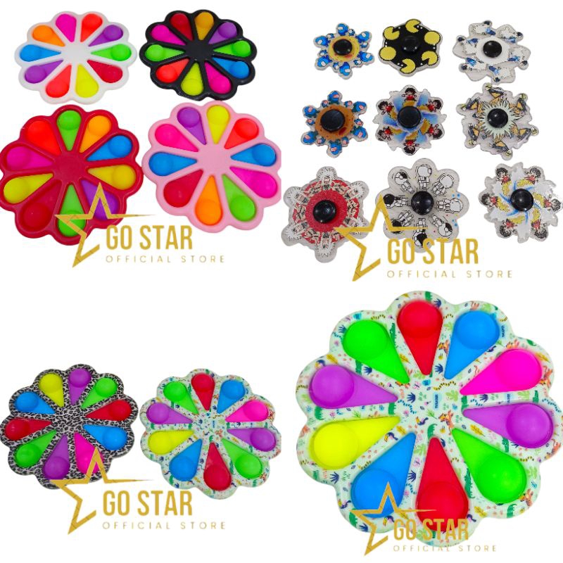 Mainan Spinner Pop It Simpl Dimpl Push Bubble Toys Full Colour Ukuran Besar Viral
