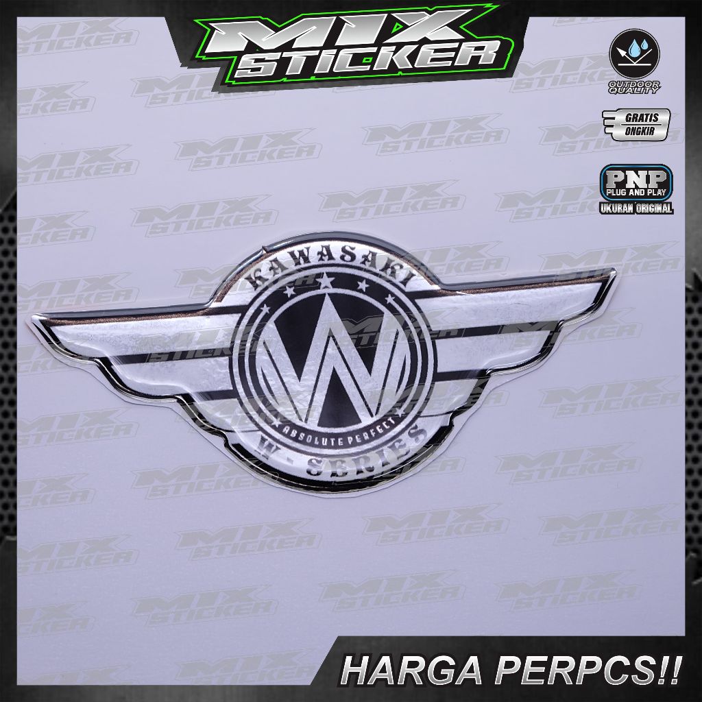 Emblem logo kawasaki w series / emblem timbul kawasaki w175 / sticker w175 / stiker logo w series ka