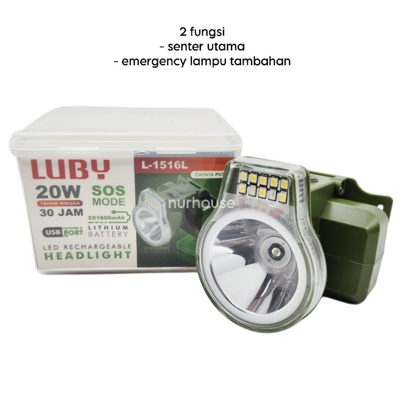 Luby Senter kepala selam 20 watt senter diving luby headlight L 1516L headlamp luby