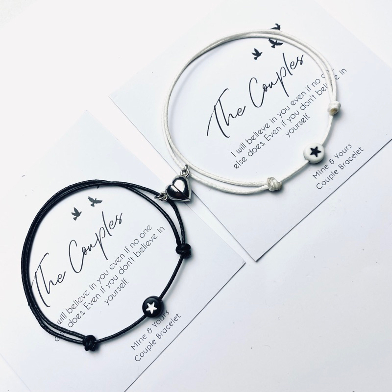 COD Gelang Couple Magnet Simple Bintang Hitam & Putih | Gelang Couple | Gelang Magnet