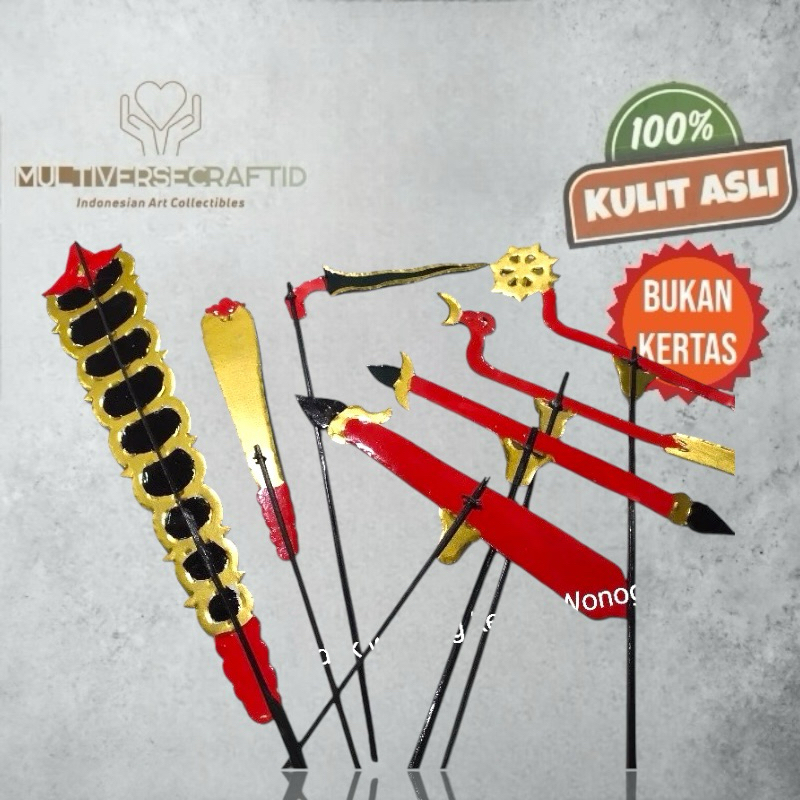 MULTIVERSECRAFTID wayang kulit mainan gaman , senjata wayang, ukuran pewayangan
