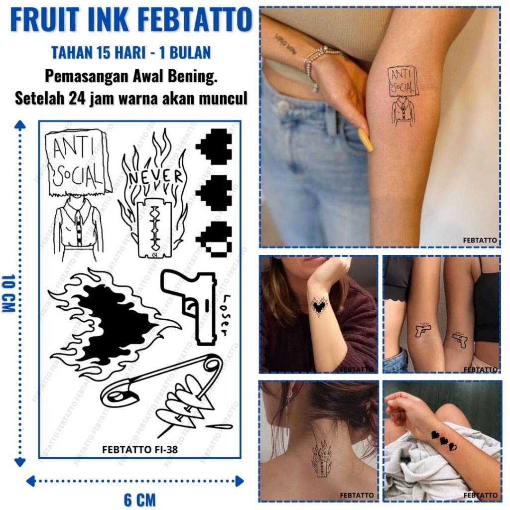 FRUIT INK Tato Aesthetic Tahan 1 Bulan Ukuran 6cm x 10cm - FI 38 - Tato Lengan Tato Dada Tato tangan