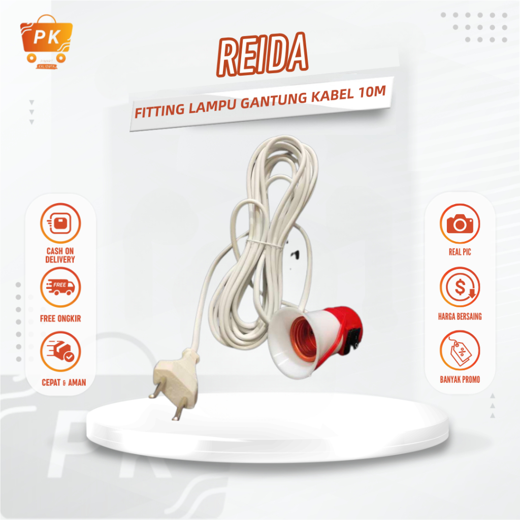 Fitting Lampu Gantung Kombinasi Saklar On/Off Kabel 10 meter Reida