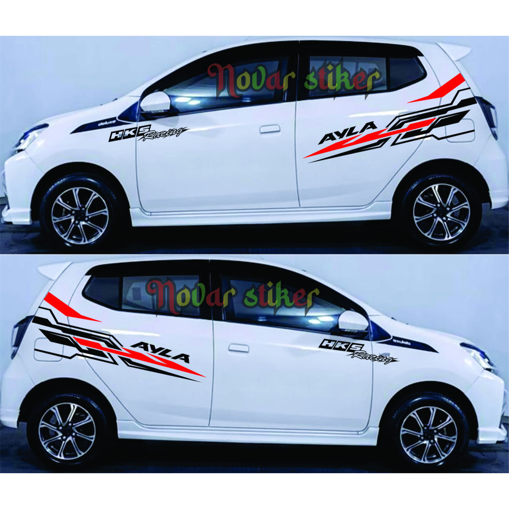 Cutting Stiker Mobil Ayla Siker Striping HKS Racing Stiker Mobil Daihatsu Ayla