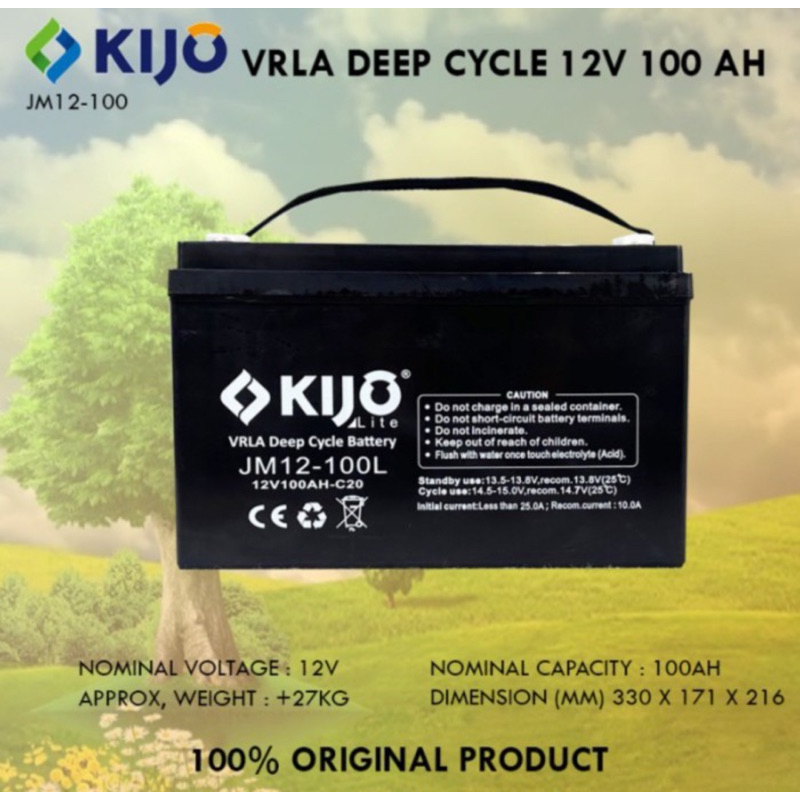 Aki Battery Baterai Accu Kijo Lite Deepcycle 12V 100AH Aki 12V 100AH
