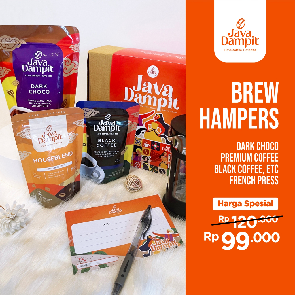 

BREW HAMPERS (BLACK COFFEE 70g, PREMIUM COFFEE 70g / DARK CHOCO 250g / LOWCAF ACEH GAYO 100g)