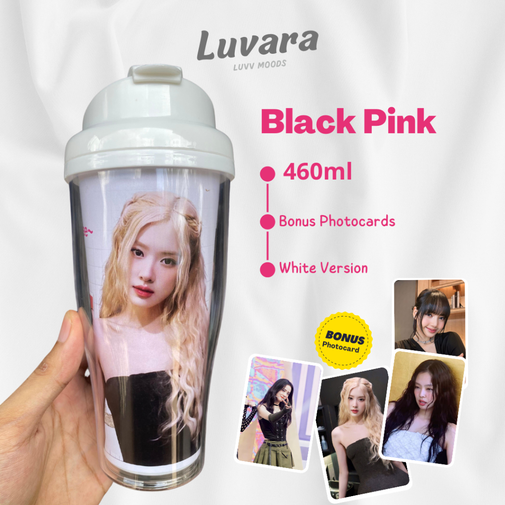 Tumbler HD White Blackpink Bonus Photocard Idolamu - Ukuran 460ml