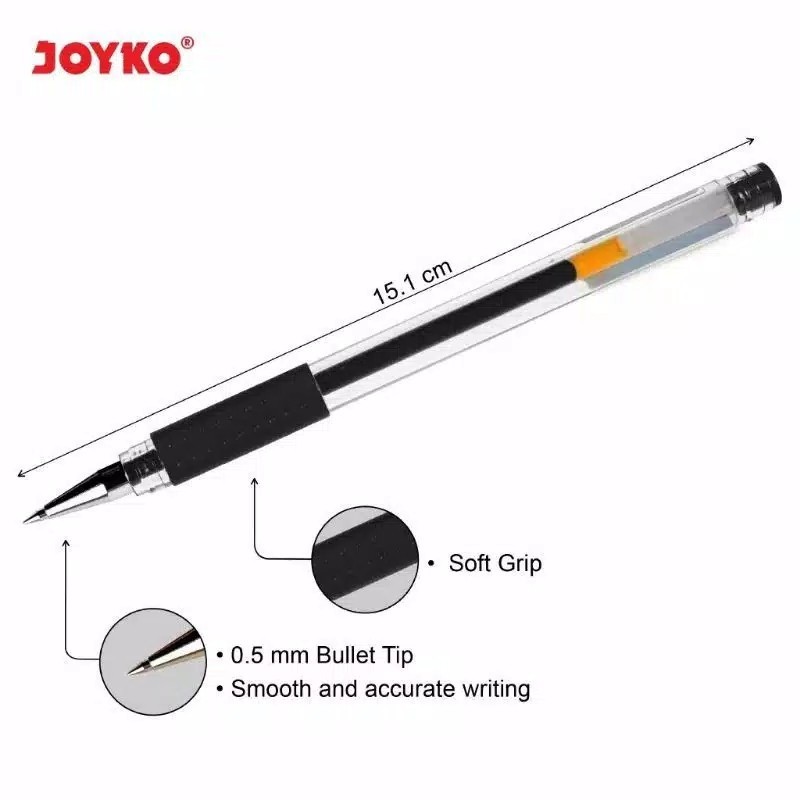 

Pulpen Gel / Gel Pen / Ballpoint Gel / Joyko JK100 0.5mm 12pcs Hitam