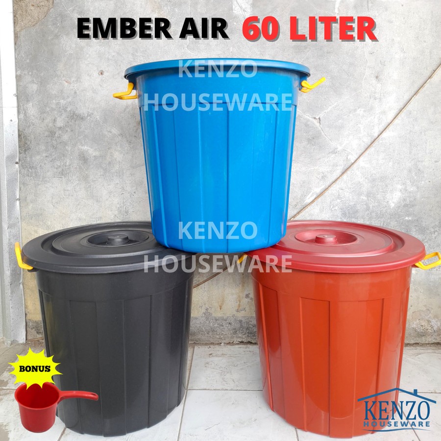 Ember 60 Liter Dengan Tutup Ember Air Plastik Kamar Mandi Ember Plastik Kuat