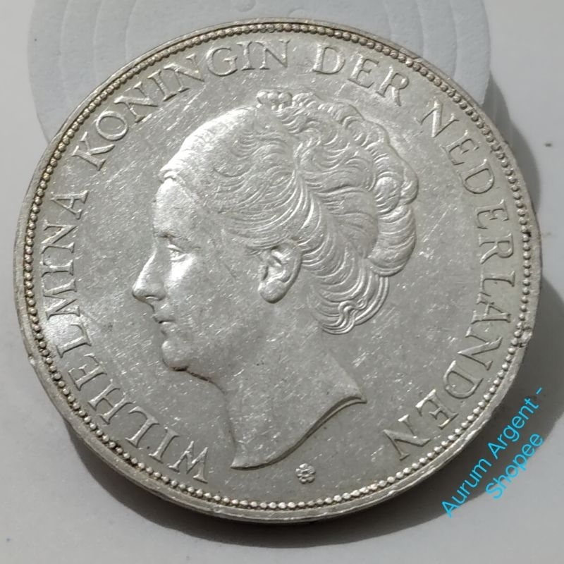 SWILH2.5G-4S.. 1 PC KOIN PERAK KUNO ASLI 2.5 GULDEN WILHELMINA TH 1931.  -- SILVER COIN --