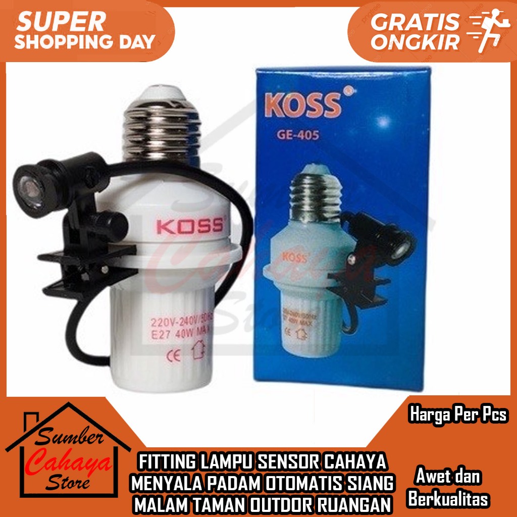 Fitting Lampu Sensor Cahaya Menyala Padam Otomatis Siang Malam Taman Outdor Ruangan Fiting Pantauan 
