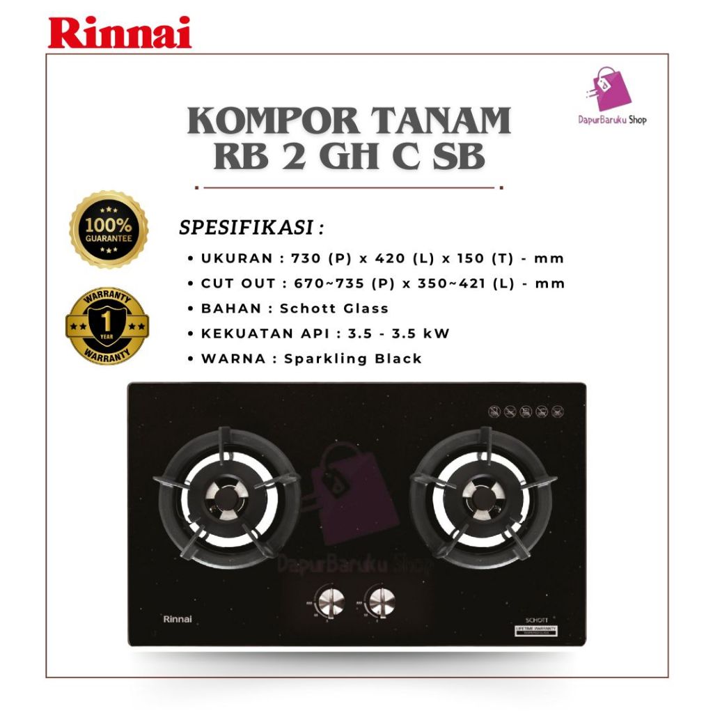 Kompor Tanam Rinnai RB 2 GH C SB