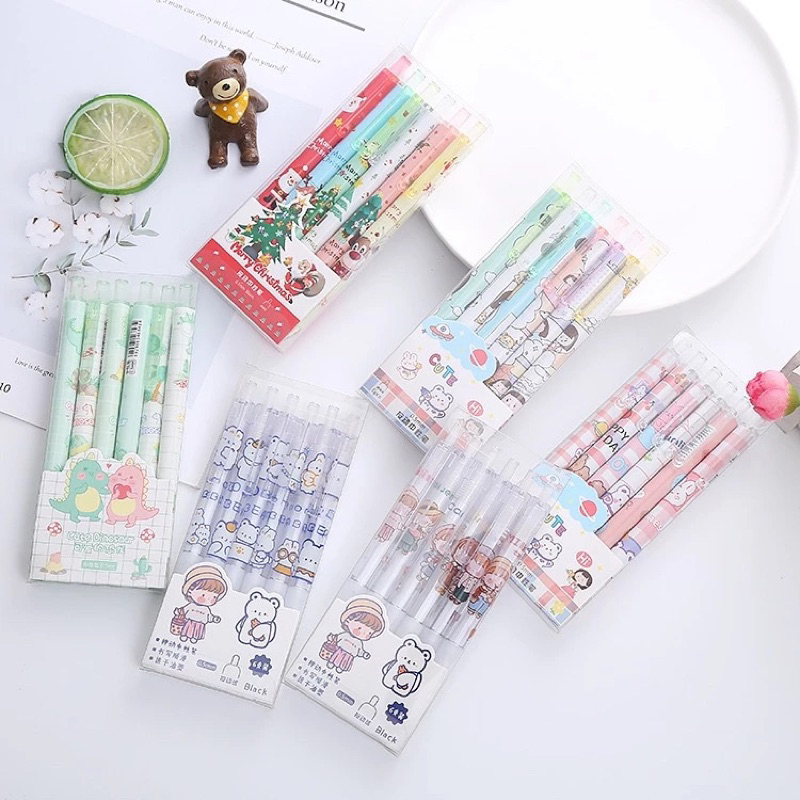 

Pulpen Set Karakter Lucu Pulpen Mekanik isi 6pcs Bolpoin Gel