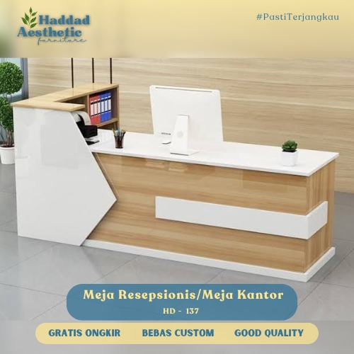 Meja Resepsionis Meja Kantor Dengan Rak File Design Minimalis