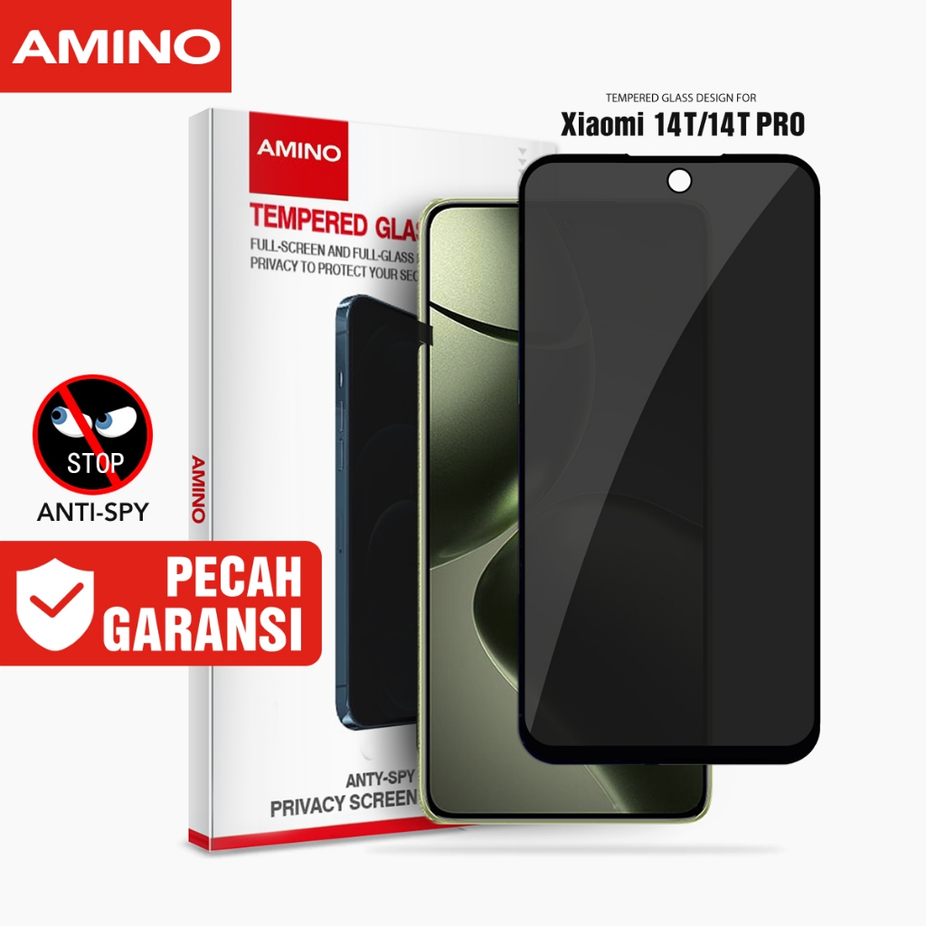 AMINO Anti Spy Tempered Glass Untuk xiaomi 14T / Xiaomi 14T Pro Privacy Glass / Antispy Antigores / 