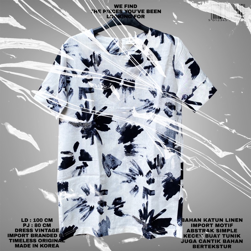 TIMELESS ORIGINAL/KOREAN DRESS TUNIK/DRESS IMPORT PREMIUM/DRESS ABSTRAK IMPORT/KOREAN LOOK/KOREAN ST