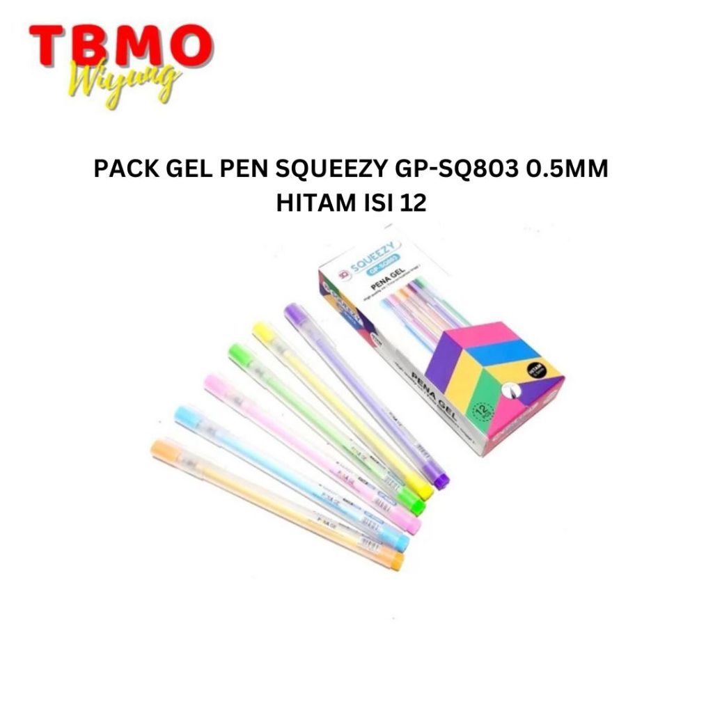 

TBMO PACK GEL PEN SQUEEZY GP-SQ803 0.5MM HITAM ISI 12