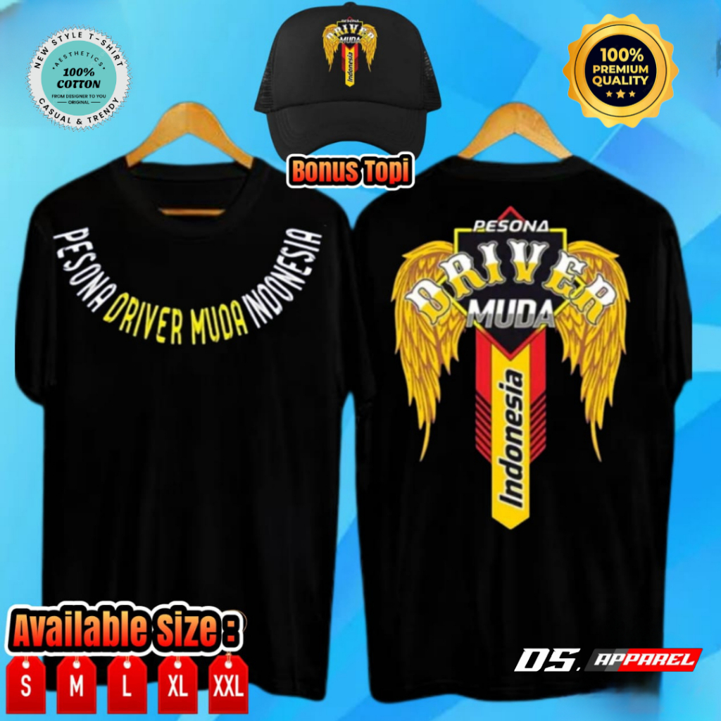 KAOS DISTRO PESONA DRIVER MUDA INDONESIA DESAIN KEREN BONUS TOPI