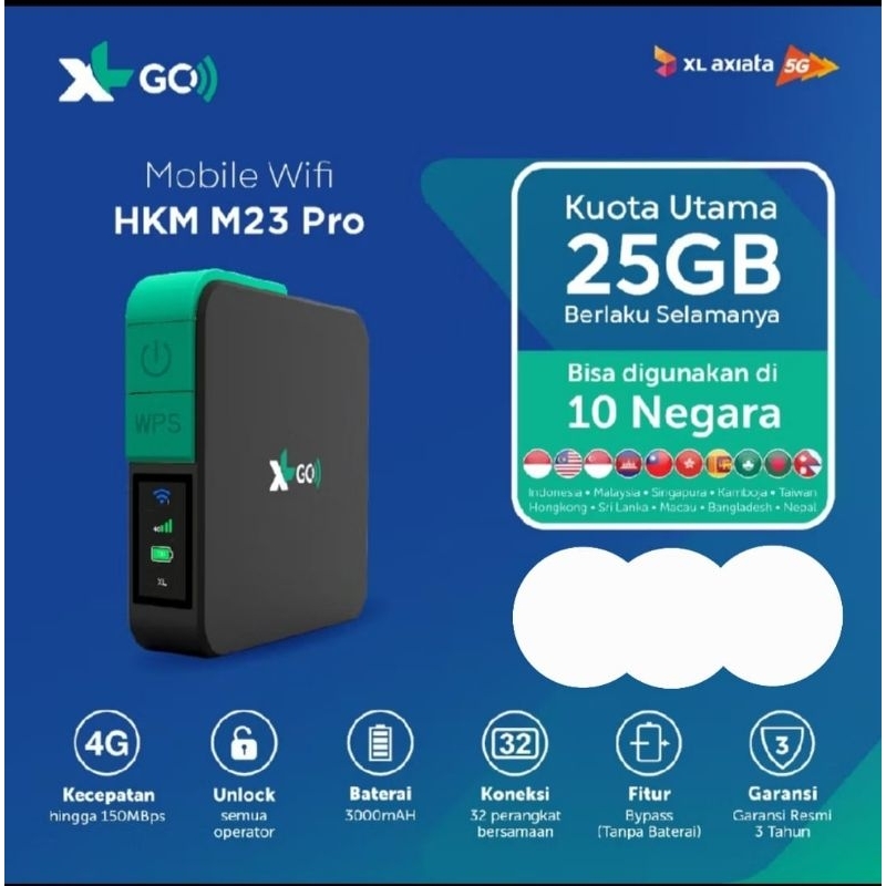 BATAM SHOPPING MALL (DIUR) MODEM XL M23 PRO HKM 25GB / XL GO MIFI N3 / MODEM WIFI ROUTER 4G FREE KUO