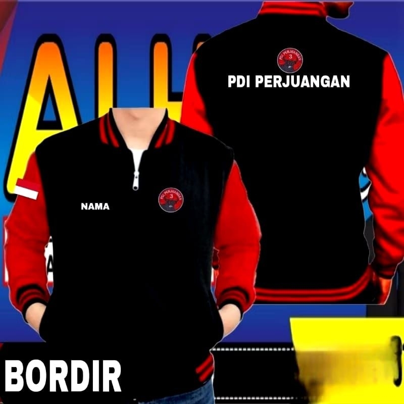 Jaket bordir PDI perjuangan jaket PDI perjuangan jaket baseball PDI PERJUANGAN jaket varsity PDI per