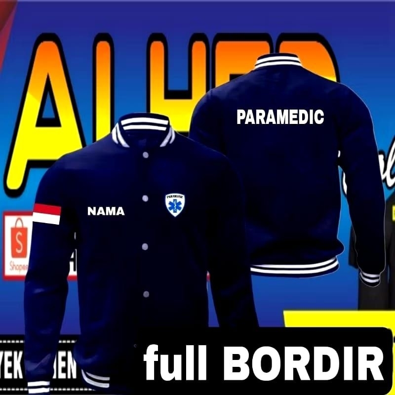 Jaket bordir paramedic jaket PARAMEDIC jaket varsity paramedic jaket baseball PARAMEDIC jaket kerja 