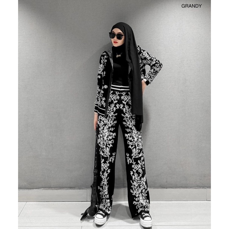 9q Super Promo GRANDY  Anya Jacket Pants  Atasan Luaran Jaket Celana Kulot Premium Knit Wanita I78