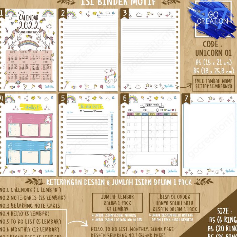 

vvTerbaru Buku Planner isi Kertas Binder Motif Unicorn 1 Premium A5 ring 2 dan A5 ring 6 R51