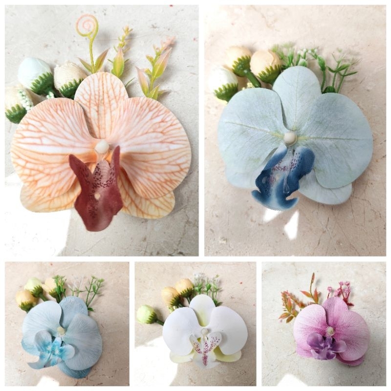 Corsage jas pengantin/ korsase boutonniere anggrek Orchid bunga panitia pernikahan bros anggrek