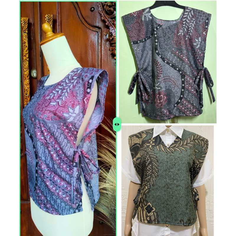 Vest batik Pria & Wanita all size, leher v & o, rompi batik, atasan batik, rompi cewek cowok