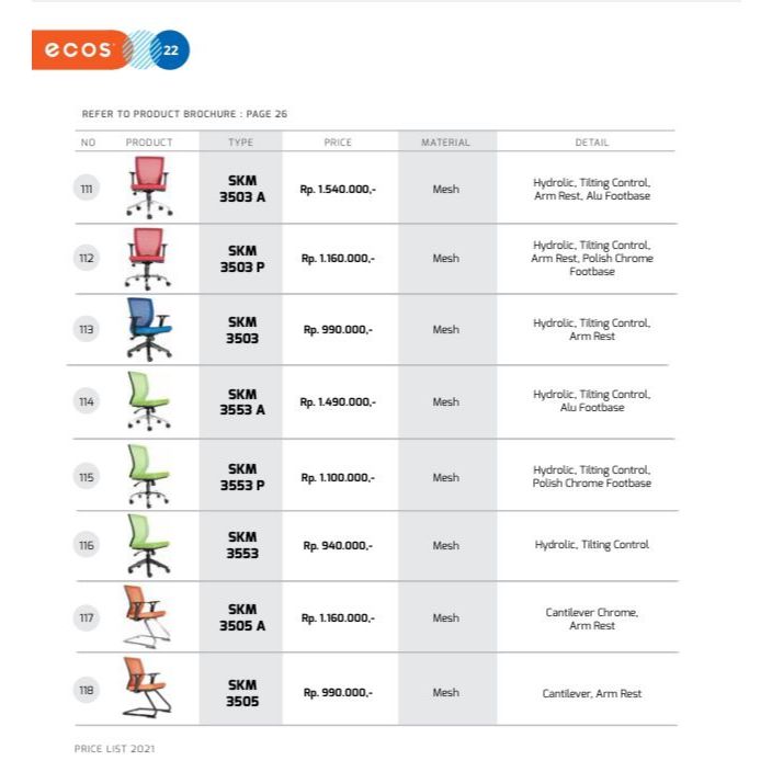 Kursi Kantor Chairman Ecos SKM 3503 A SKM 3503 Р SKM 3503 SKM 3553 А SKM 3553 Р SKM 3553 SKM 3505 A 