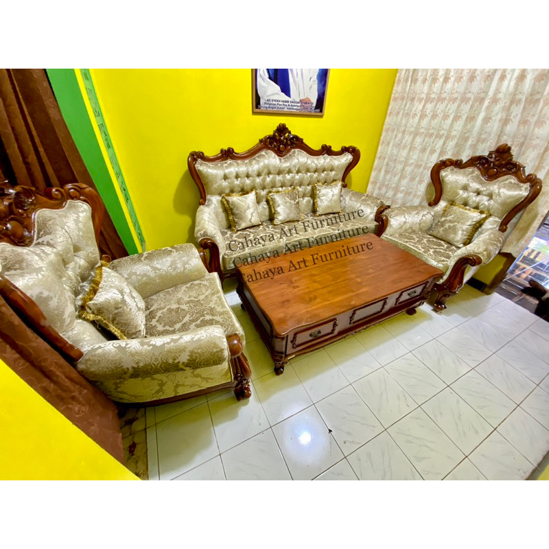 SOFA UKIR COSTUME KAYU JATI , SOFA TAMU MINIMALIS UKIR