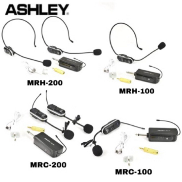 Mic wireless Ashley MRC-200/MRC-100/MRH-200/MRH-100 Headset+Clip On Jepit Original Product