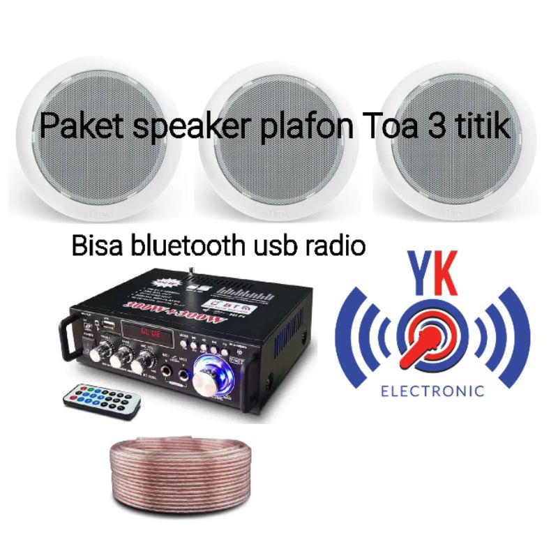 paket speaker plafon 3 titik ceiling speaker toa bluetooth