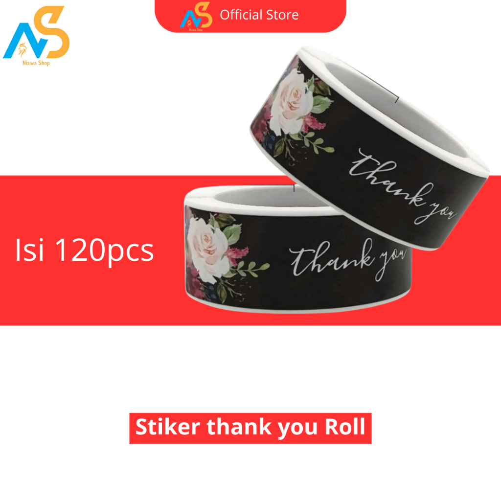 

Stiker Thank You Panjang Isi 120 pcs - Stiker label Kemasan Termura COD !!
