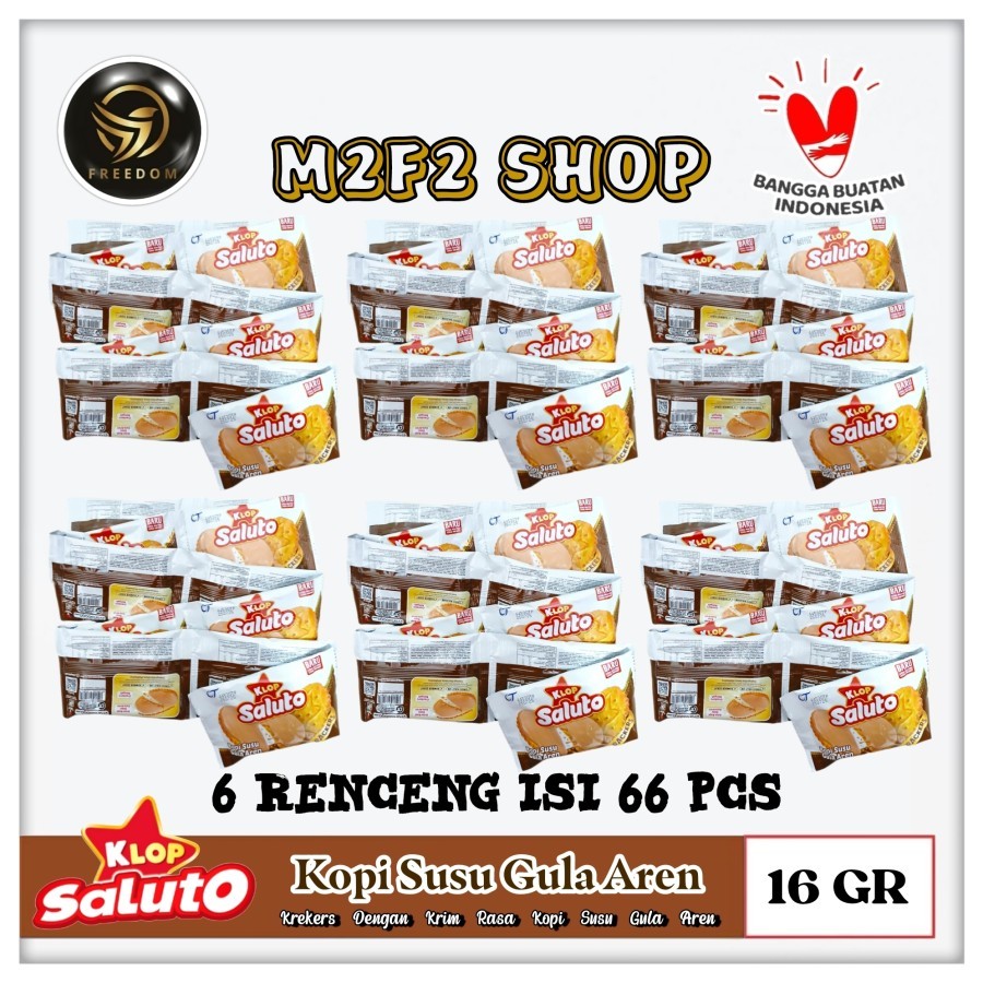 

Klop Saluto Crackers | Biskuit Krekers Krim Kopi Susu Gula Aren Sachet - 16 gr (Kemasan 6 Renceng)