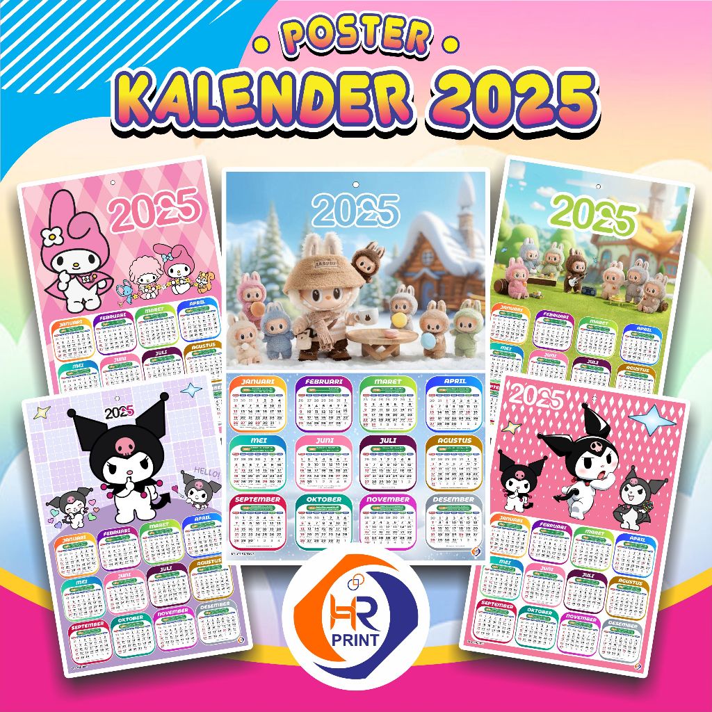 

Kalender Poster Dinding - Kalender Labubu - Kalender Kuromi - Kalender Tema Anak