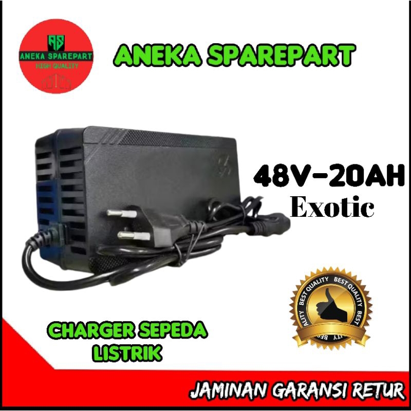 Charger sepeda listrik exotic 48v 20ah CHARGER EXOTIC SEPEDA LISTRIK ORIGINAL