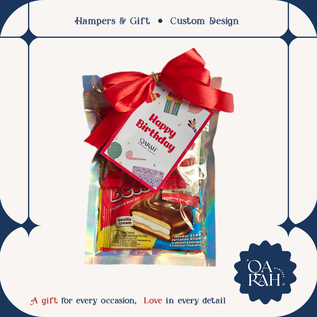 

QARAHHAMPERS Basic Size S Merah | Bingkisan Snack Ulang Tahun Anak Gift Hampers Birthday Free Card