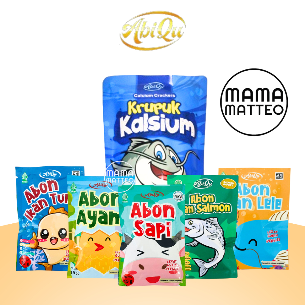 

ABIQU Krupuk Kalsium 33gr Abon Sapi Ayam Salmon Tuna Lele 15gr / Kerupuk Cemilan MPASI Bayi Anak