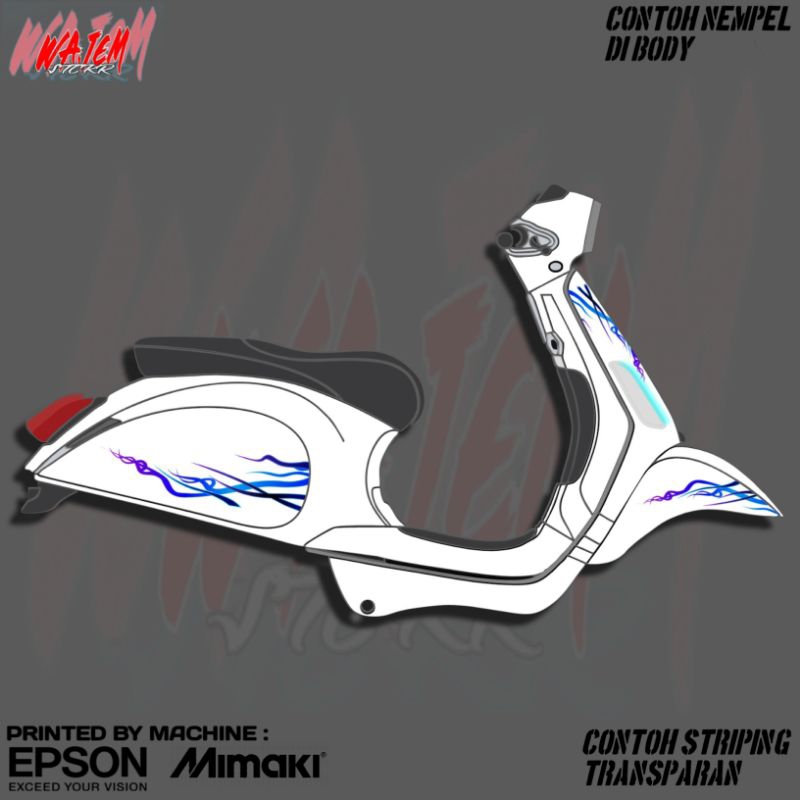 STRIPING TRANSPARAN VESPA MATIC SPRINT VESMET MODEL TERBARU