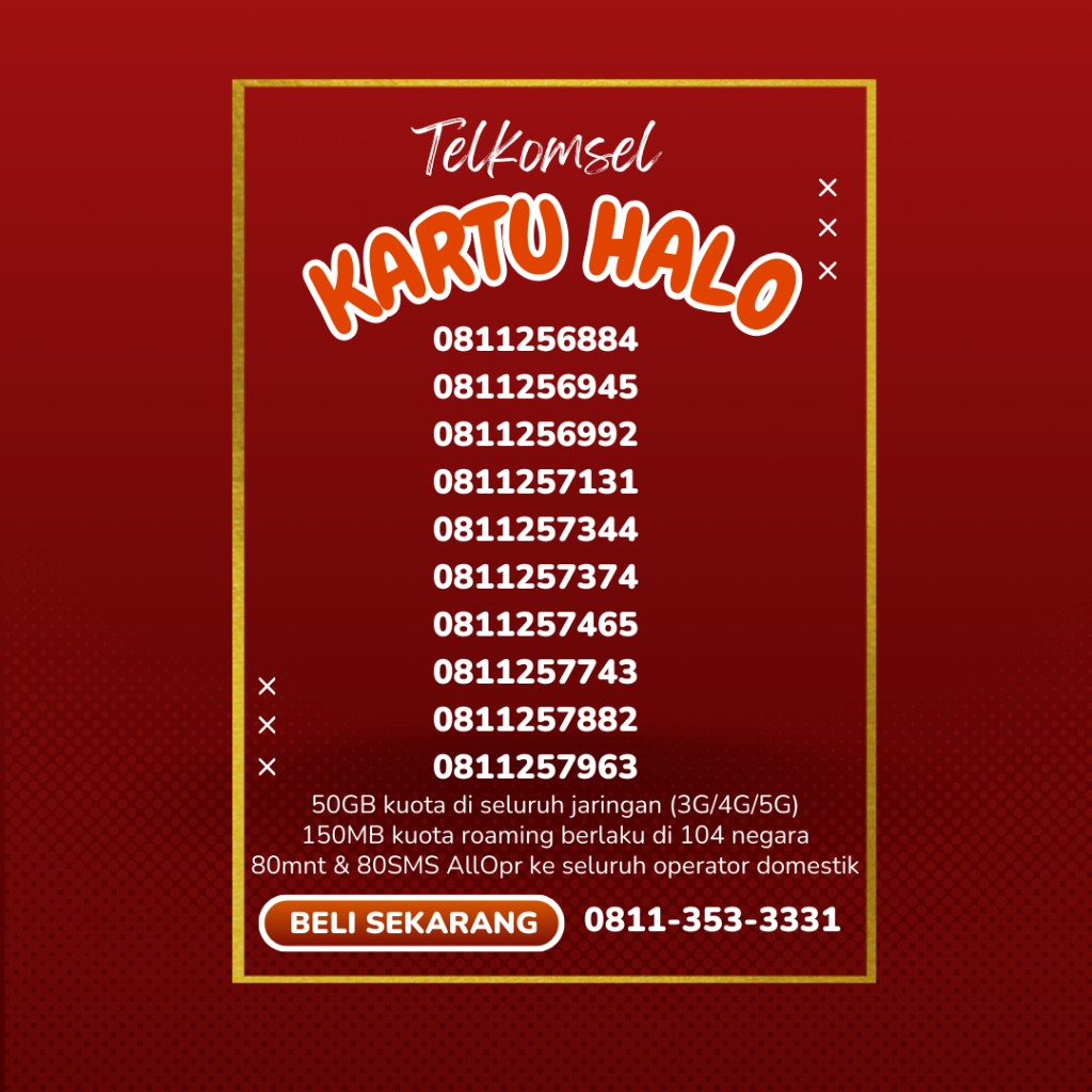 Kuota 50GB  Telkomsel kartu halo 10 digit nomor cantik Nomor langka 9