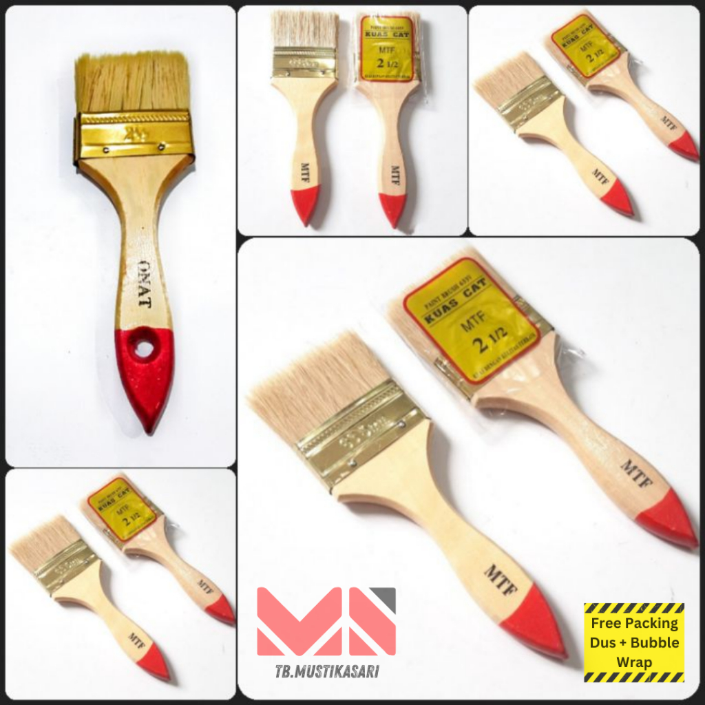 

Kuas Cat Tembok Kayu Besi MTF ukuran 2 1/2 inch,4 inch dan 5 inch