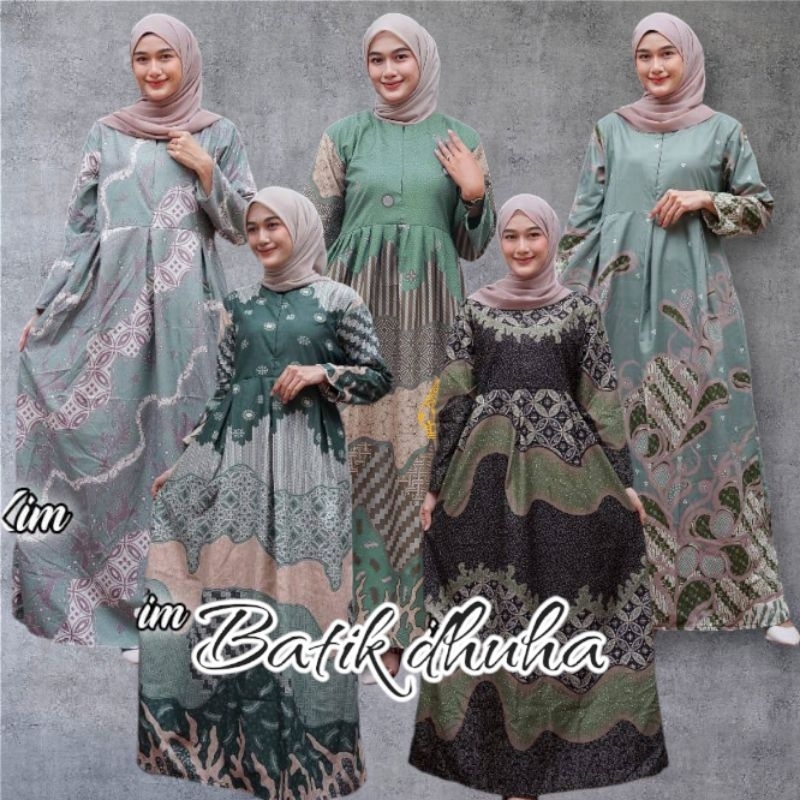 GAMIS BATIK MODERN BUSUI FRIENDLY WARNA HIJAU SAGE IJO TUA
